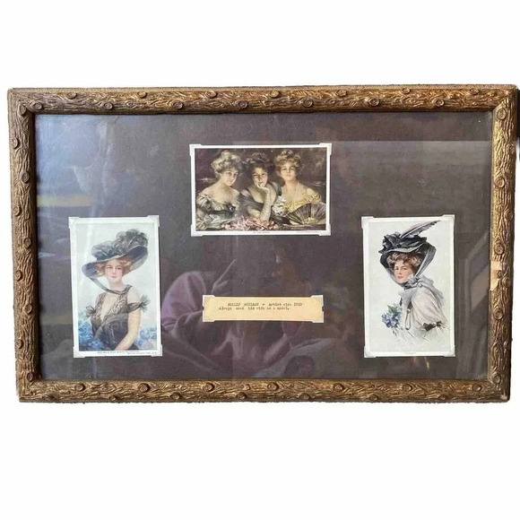 VTG Art Frame Print Photos Of Philip Boileau’s Wife As A Model Artist Eira 1910 - Picture 1 of 11